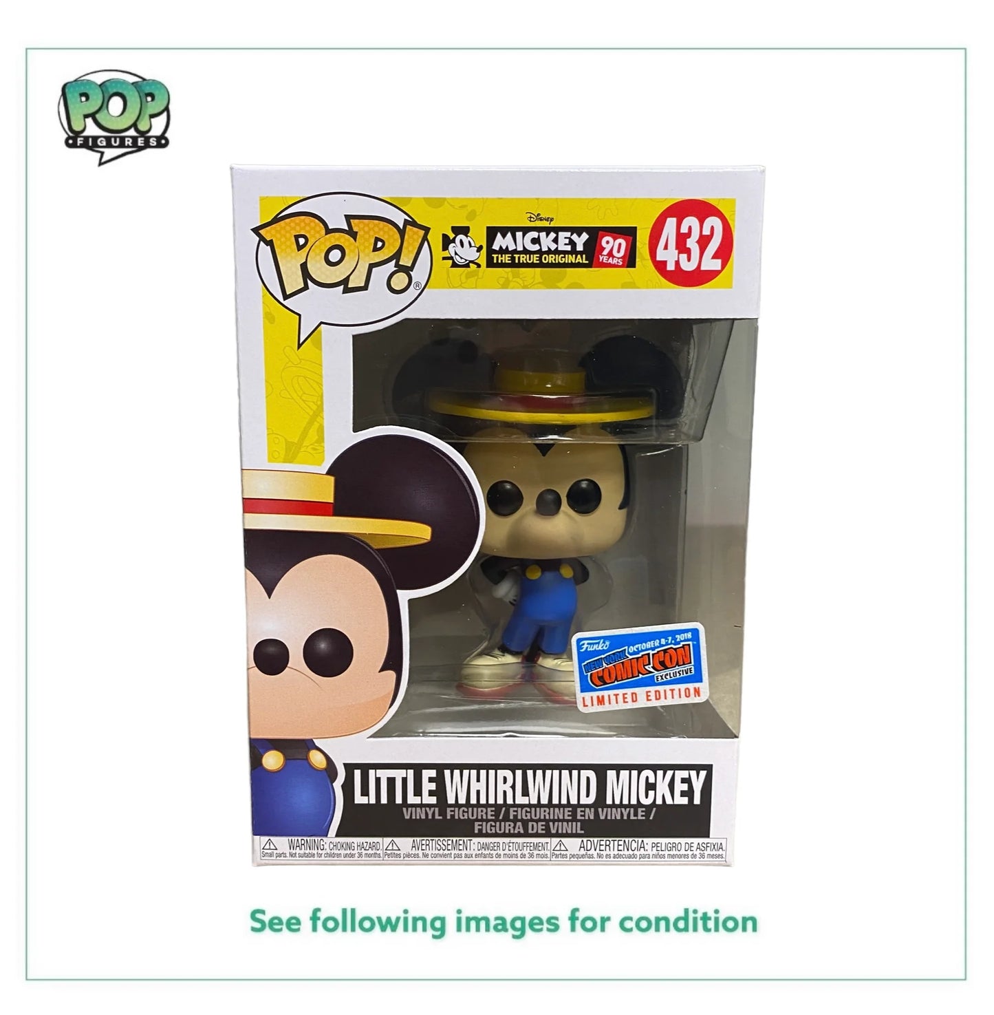 Little Whirlwind Mickey #432 Funko Pop! - Mickey's 90th Anniversary - NYCC 2018 Official Convention Exclusive - Condition 9\\/10