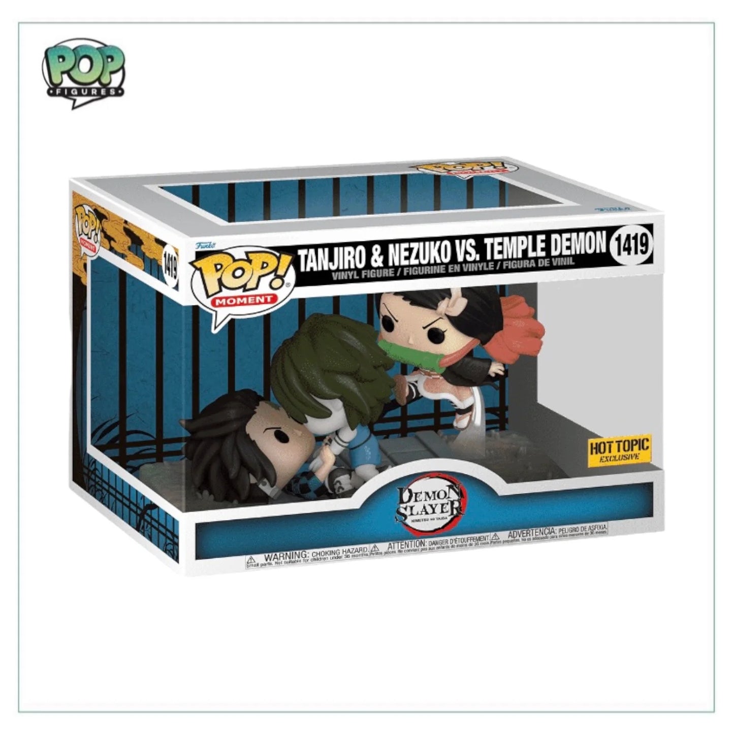 Tanjiro \u0026 Nezuko Vs. Temple Demon #1419 Funko Pop Moment! - Demon Slayer - Hot Topic Exclusive - Condition 8\/10