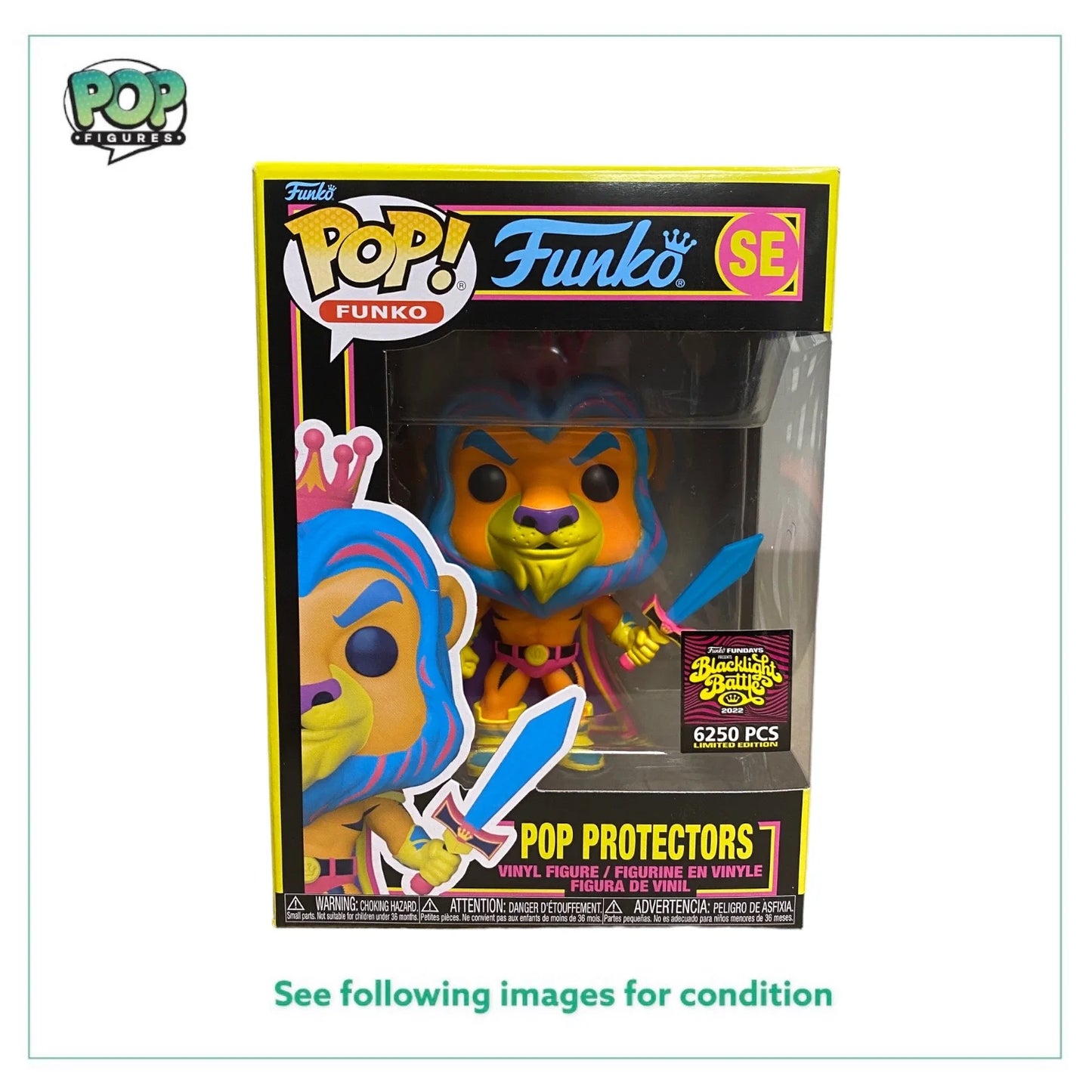 Pop Protectors (Blacklight) Funko Pop! - SDCC 2022 Box Of Fun Exclusive LE6250 Pcs - Condition 9.5\/10