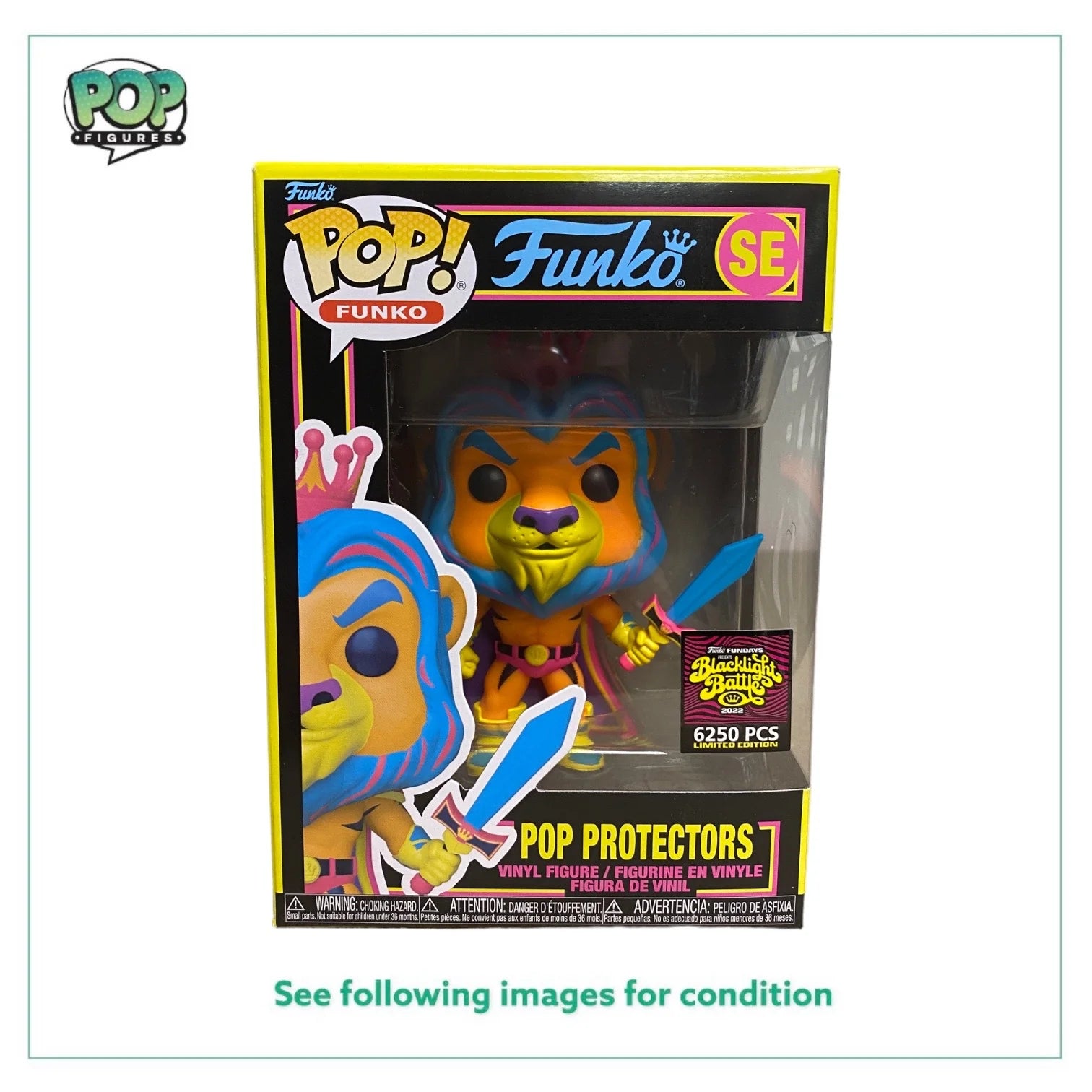 Pop Protectors (Blacklight) Funko Pop! - SDCC 2022 Box Of Fun Exclusive LE6250 Pcs - Condition 9.5\/10
