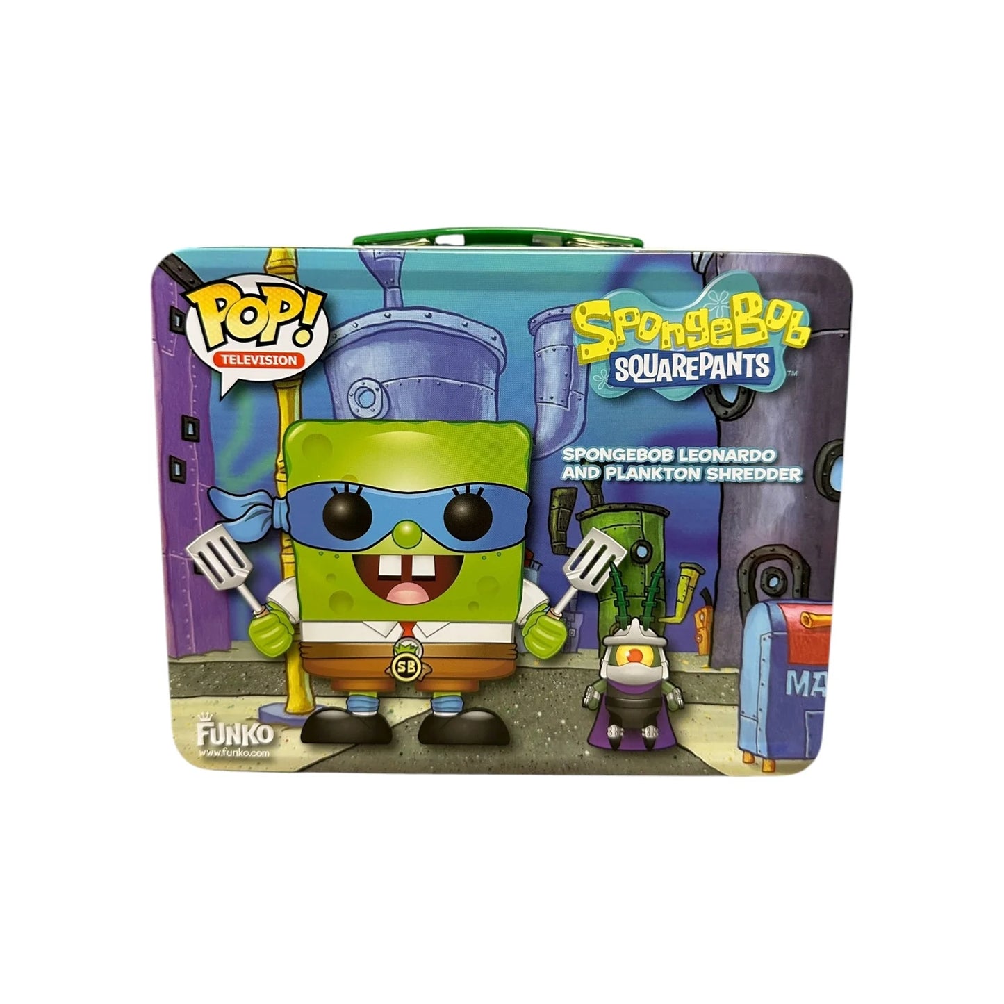 SpongeBob Leonardo and Plankton Shredder #01 Funko Pop Lunchbox Tin! - SpongeBob SquarePants x Teenage Mutant Ninja Turtles - SDCC 2014 Exclusive LE1000 Pcs - Condition 8.5\\/10