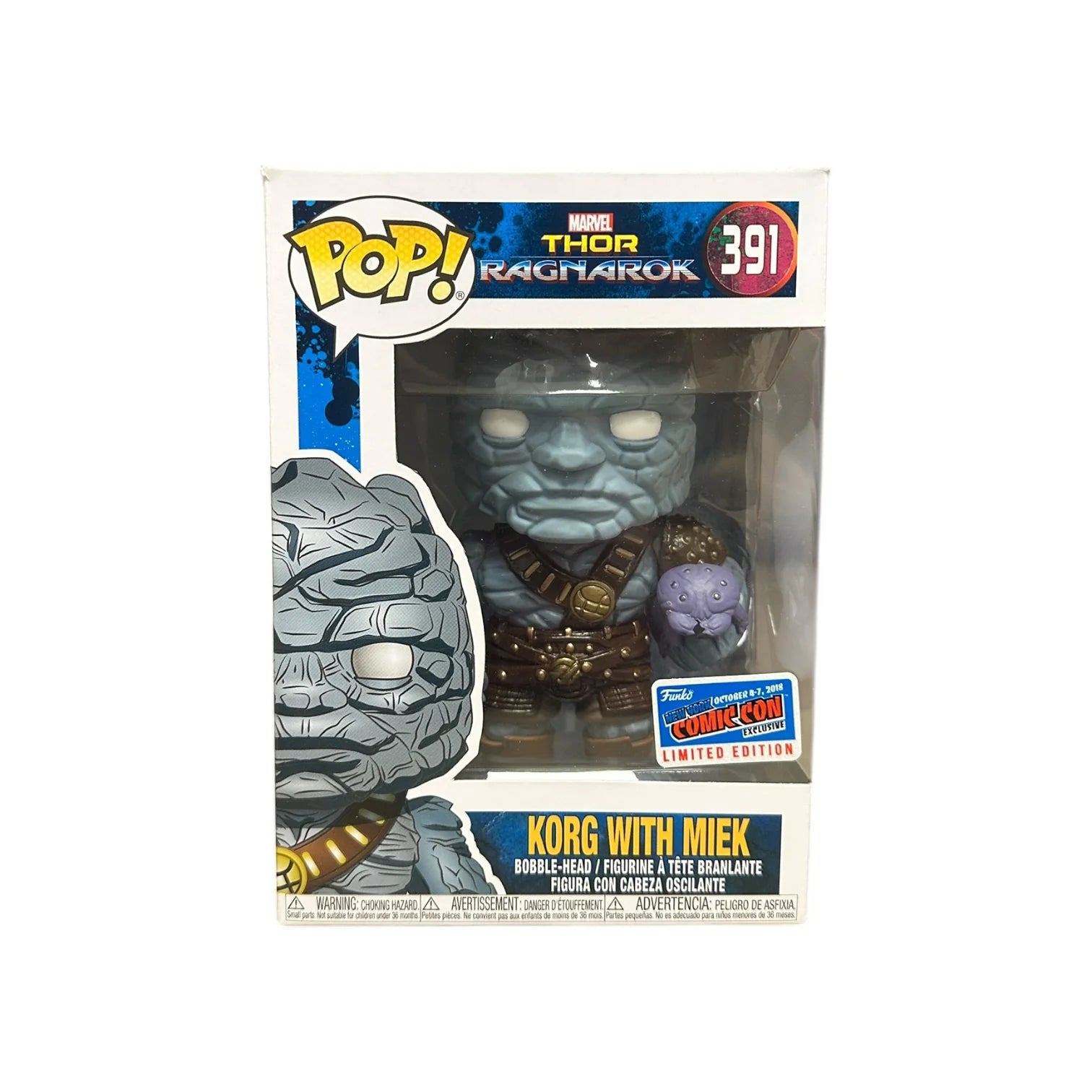 Korg with Miek #391 Funko Pop! - Thor: Ragnarok - NYCC 2018 Official Convention Exclusive - Condition 8.5\\/10