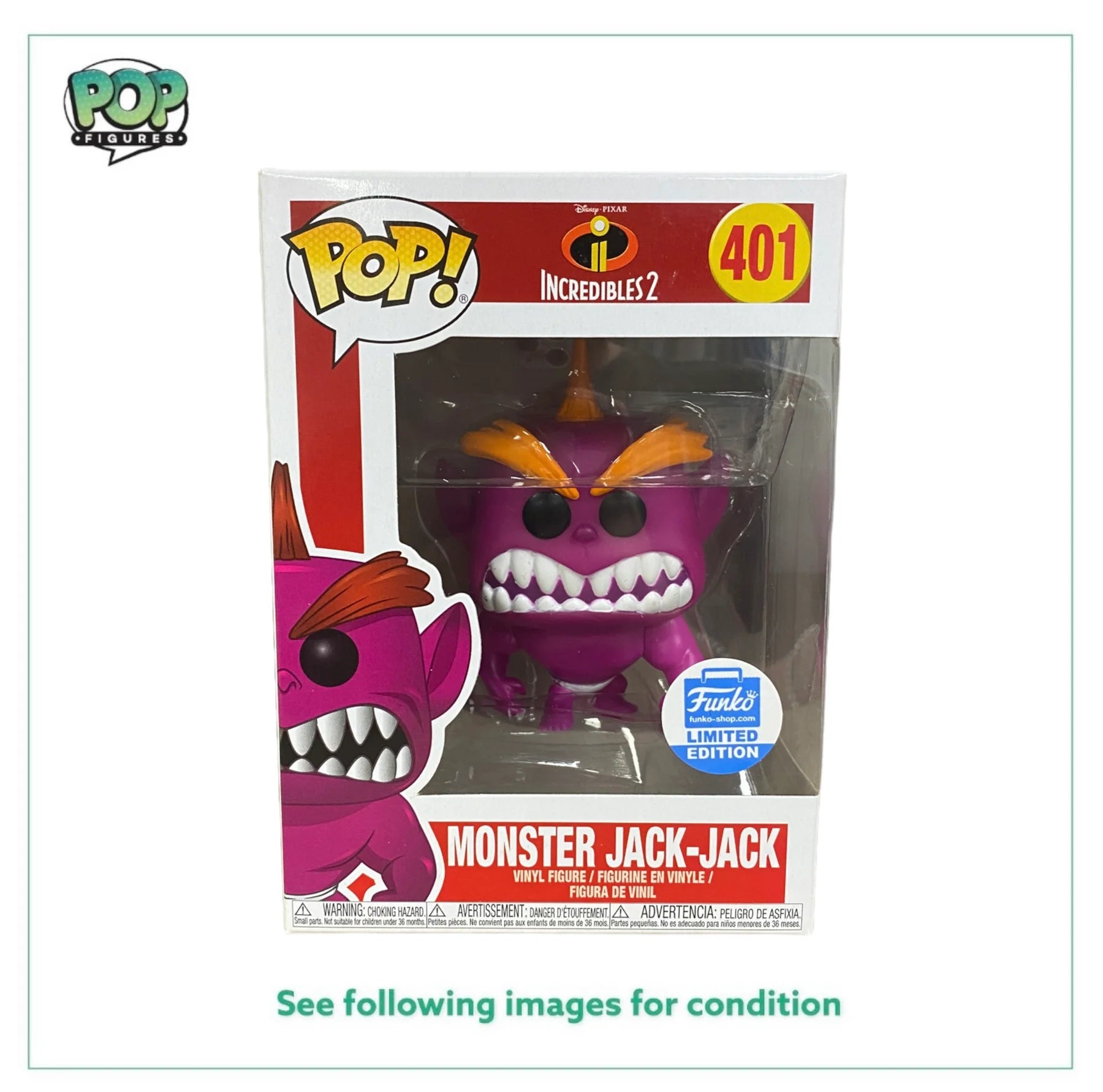 Monster Jack-Jack #401 Funko Pop! - Incredibles 2 - Funko Shop Exclusive - Condition 8.75\/10