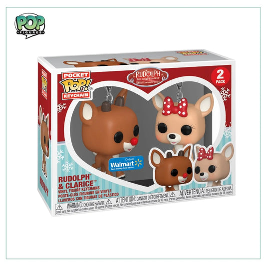 Rudolph \\u0026 Clarice Funko Pocket Pop Keychain - Rudolph the Red-Nosed Reindeer