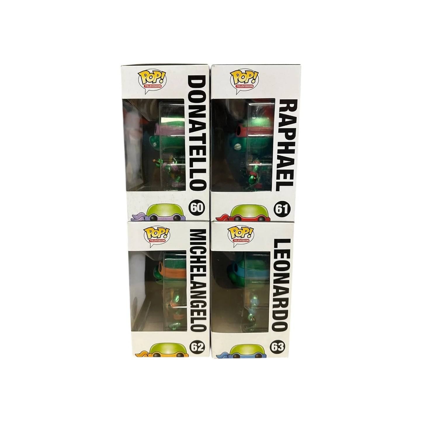 Teenage Mutant Ninja Turtles (Metallic) #60, #61, #62, #63 Funko Pop! Bundle - SDCC 2013 Exclusive LE1008 Pcs - Condition 7-7.5\\/10