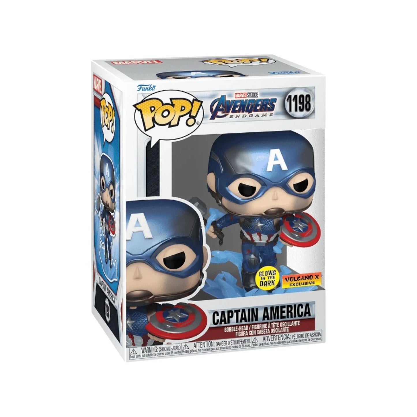Captain America #1198 (Metallic \\/ Glows in the Dark) Funko Pop! - Avengers: Endgame - Volcano X Exclusive