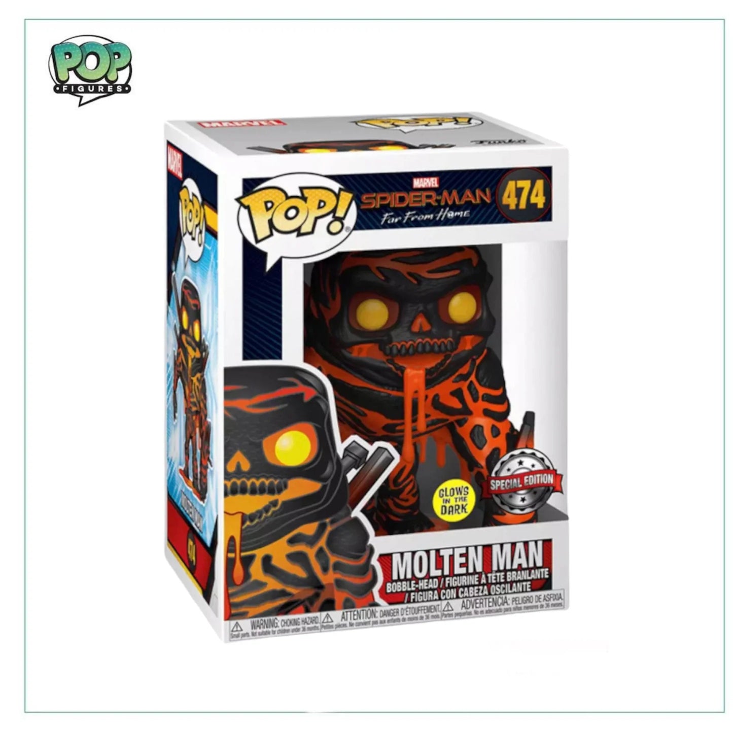 Molten Man (Glows In The Dark) #474 Funko Pop! Spider-Man Far From Home, Special Edition