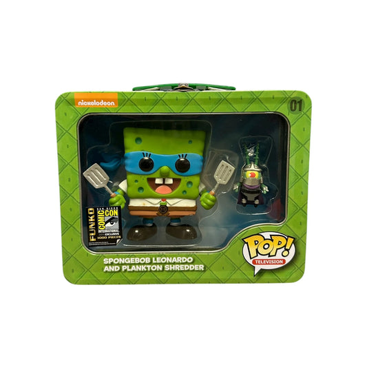 SpongeBob Leonardo and Plankton Shredder #01 Funko Pop Lunchbox Tin! - SpongeBob SquarePants x Teenage Mutant Ninja Turtles - SDCC 2014 Exclusive LE1000 Pcs - Condition 8.5\\/10