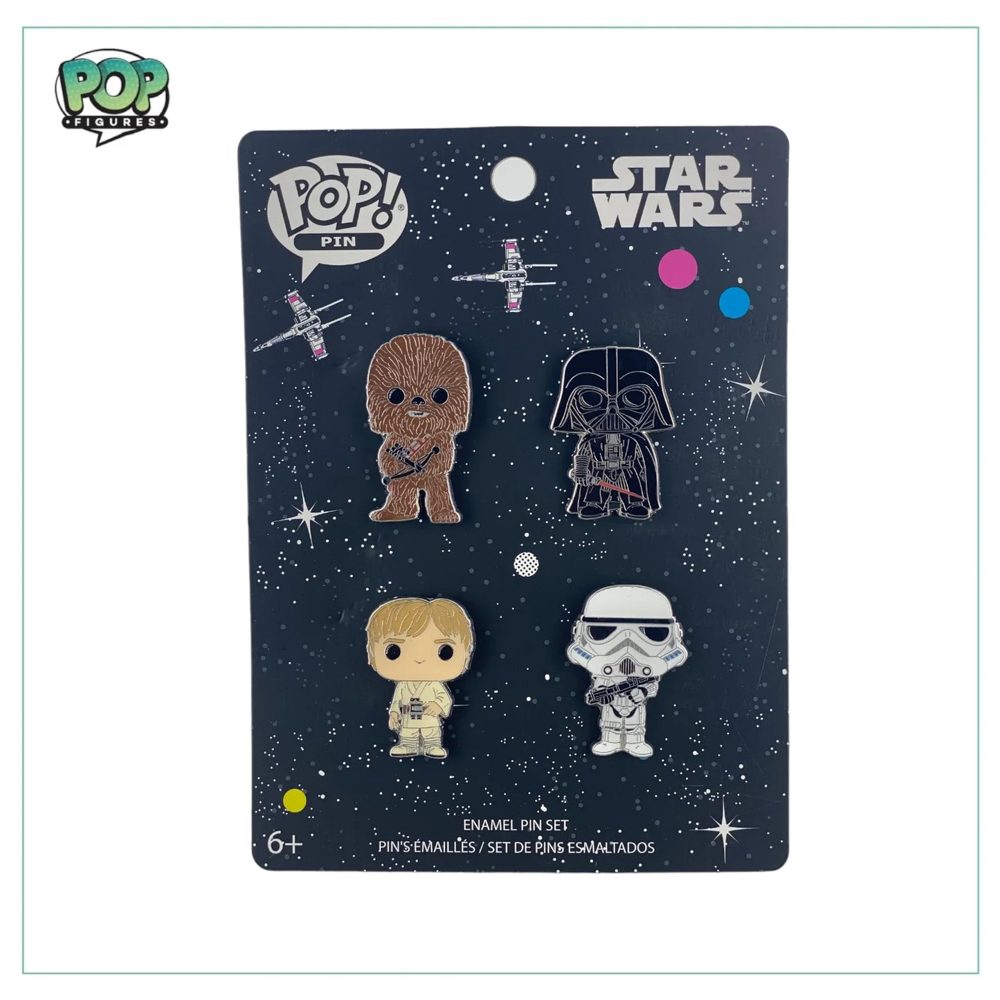 Luke , Chewy, Darth and Storm Trooper 4 Piece Enamel Pop! Pins - Star Wars