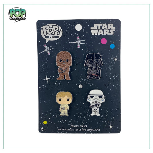 Luke , Chewy, Darth and Storm Trooper 4 Piece Enamel Pop! Pins - Star Wars