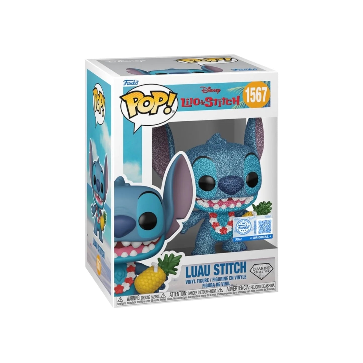 Luau Stitch #1567 (Diamond Collection) Funko Pop! - Lilo \\u0026 Stitch - Funko Hollywood Exclusive