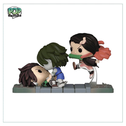 Tanjiro \u0026 Nezuko Vs. Temple Demon #1419 Funko Pop Moment! - Demon Slayer - Hot Topic Exclusive - Condition 8\/10